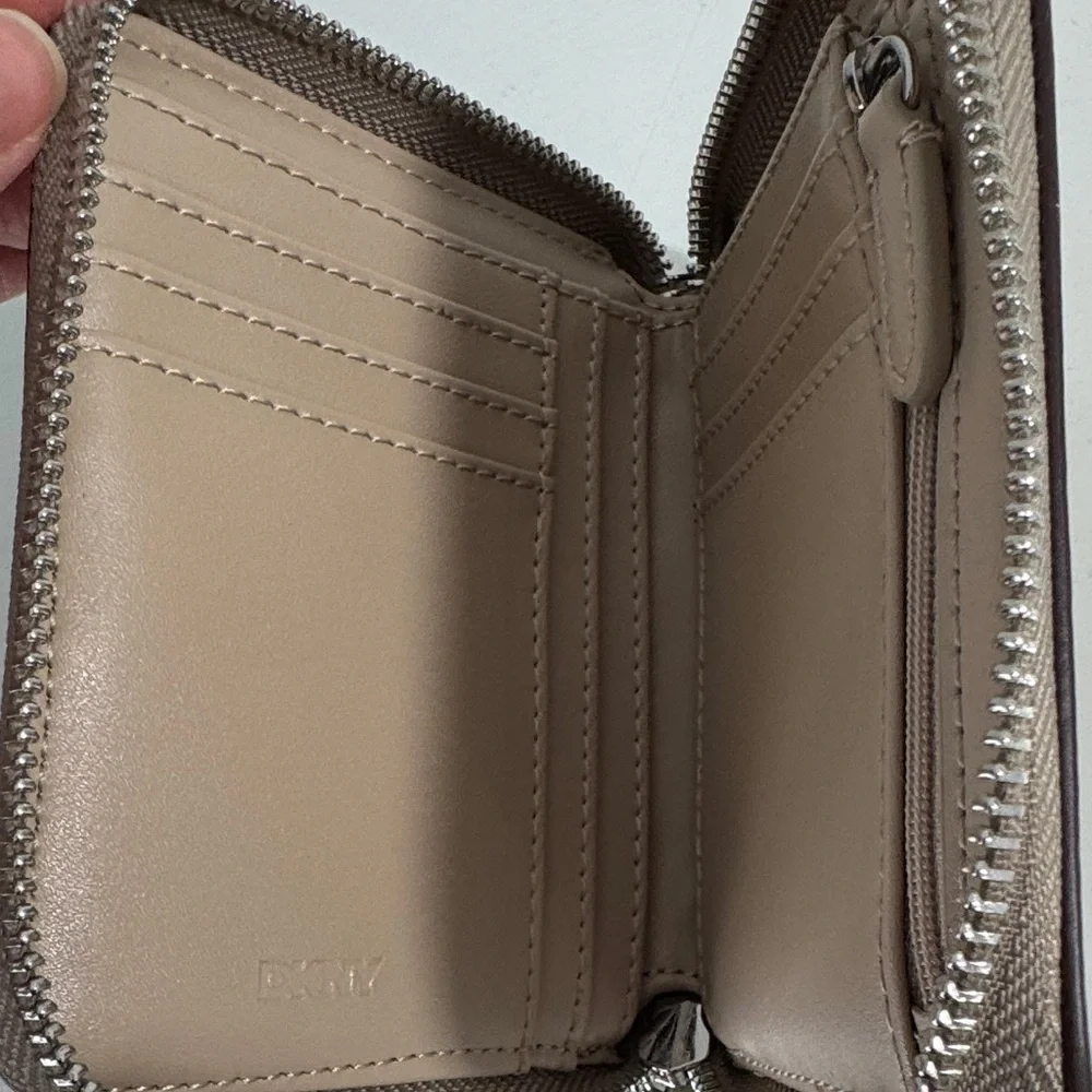 NWT DKNY Beige Zip-Around Wallet